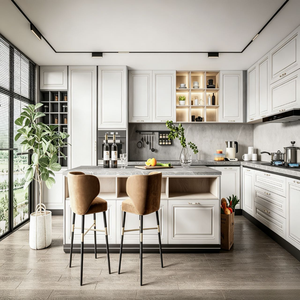 Sistema <span class=keywords><strong>Cucina</strong></span> Tradizionale Premium Su Misura con Elettrodomestici Integrati, Cantinetta Vino Integrata e Vetrina Aperta con Isola - Product Image 1