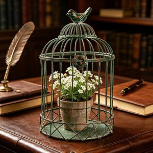 Ensemble de jardinières en forme de cage à oiseaux vintage carrées, revêtement poudré, pour usage domestique, avec un design durable et respectueux de l'environnement - Product Image 4
