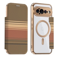 Étui de téléphone de luxe premium en cuir texturé électroplaqué avec film de protection d'objectif, chargement magnétique et antichoc pour GOOGLE Pixel 10 11 Pro