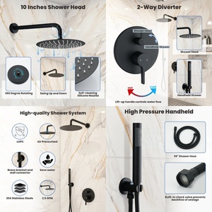 Xinxi 10inch Concealed 304 Stainless Steel American Style Rainfall Waterfall Matte Black Bathroom Handheld <b>Shower</b> BXW-041 Stainl - Product Image 5