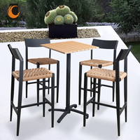 Table à manger en bois de teck Patio ensemble de jardin ensemble de Table de Restaurant café en bois pliable Table haute dessus en bois