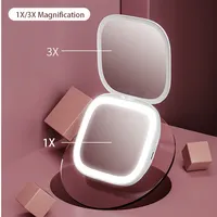 Miroir de maquillage de poche Portable pliable, accessoire de voyage, avec lumière Led, M18