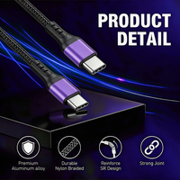 Câble tressé USB C vers USB C 60W 3A Charge rapide et transfert de données Câble Type C pour ordinateur portable tablette smartphone OEM ODM