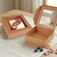Caja de Pastel de Papel Reciclable Ecológica de Alta Gama Desechable con Ventana Transparente, Envase para Panadería, Postres y Repostería para Llevar