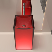 Installation transparente de plancher de pierre de résine de style moderne de conception unique de lavabo. Lavabo indépendant