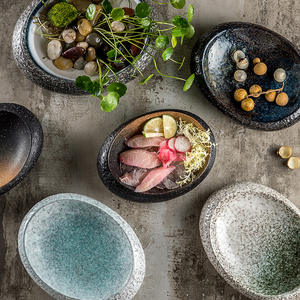 Youyuan Style japonais vaisselle <span class=keywords><strong>en</strong></span> céramique poterie grossière Art Sashimi assiette légumes salade bol fleur Vase plats assiettes - Product Image 1