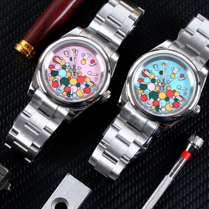 Reloj Automático MINUTETIME Personalizado con Logotipo DIY, Reloj Mecánico Automático de Lujo para Hombre, Resistente al Agua 5ATM, con Cristal de Zafiro y Diseño de Globo Arcoíris - Product Image 6