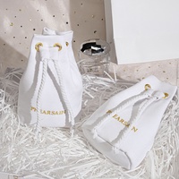 Pochette de voyage portable en polyester et coton à fond rond avec cordon de serrage pour cosmétiques, soins de la peau, parfums et articles de toilette