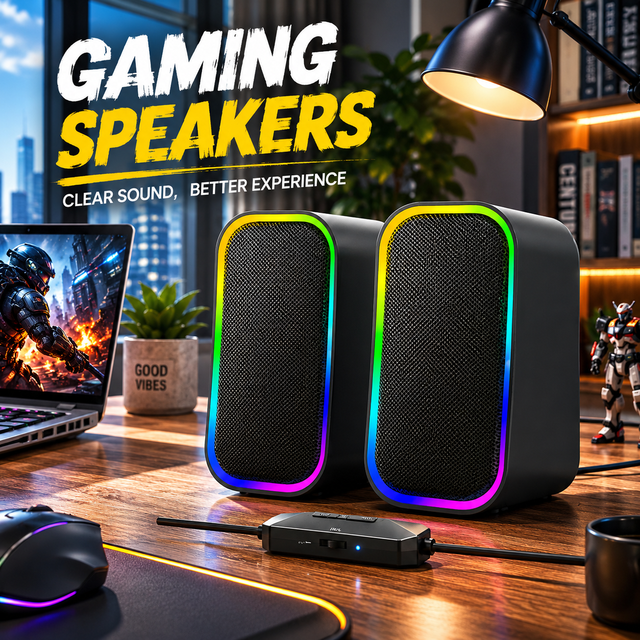 Gb Speaker Ring Light 6.5 Gaming Chairs with Speakers Wireless 5.3 USB Powered  for PC Laptop Desktop Home Office Gaming Setup