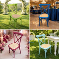 Chaise Commerciale en Bois Massif à Dossier Croisé avec Assise en Rotin Empilable pour Mariages, Événements, Banquets et Restaurants – Vente en Gros et Location