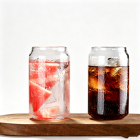 Verre à boisson transparent en forme de canette 395ml 580ml pour jus de fruits, café glacé, cocktails – Idéal pour les coffrets cadeaux et les cafés