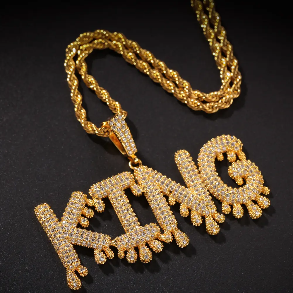 Custom Letters Name Pendant Iced Out 18K Gold Zirconia Hip Hop Necklaces