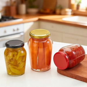 Bocaux ronds en verre pour cornichons, 3 tailles (200ml, 300ml, 400ml), vides, pour kimchi <span class=keywords><strong>maison</strong></span> et cornichonnage commercial, stock en gros disponible - Product Image 5