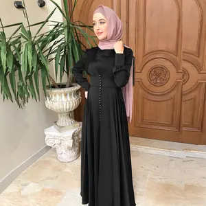 तुर्की लंबे कश आस्तीन दूध रेशम मुस्लिम मैक्सी लंबी पोशाक मुस्लिम इस्लामी कपड़े के लिए महिलाओं साटन मुस्लिम महिलाओं की पोशाक