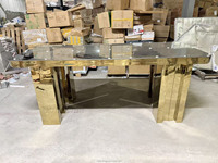 Nouveautés : Tables de Mariage Dorées pour Couples, Meubles d'Hôtel avec Pieds Spéciaux, Miroir en Verre Personnalisé, Luxe, MOQ