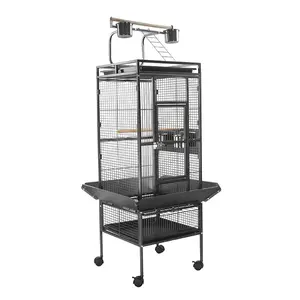 Cage pour animaux de compagnie type vertical en acier inoxydable décoration luxe canari perruche perroquet cages mobile extra grande taille cage à oiseaux