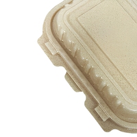 Emballages alimentaires biodégradables en fibre de coque de riz pour restaurants de restauration rapide, boîtes à clapet jetables sans BPA, compatibles micro-ondes, 800 ml