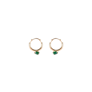 Boucles d'oreilles créoles de mode en acier inoxydable 316L plaqué or PVD avec pierres vertes pour piercing d'oreille - Product Image 2