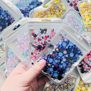 Hạt Ngọc Trai Đồ Trang Sức Flatback Ngọc Trai Hỗn Hợp ABS Nhựa Nhựa Bán Buôn Giá Rẻ Tùy Chỉnh Nửa Vòng Loose OEM 30G/1500Pcs 3Mm-10Mm - Product Image 3
