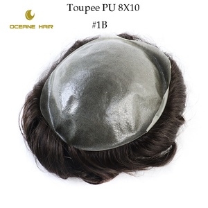 Commercio all'ingrosso 8x10 parrucchino da <span class=keywords><strong>uomo</strong></span> stile riccio di pizzo frontale sostituzione dei <span class=keywords><strong>capelli</strong></span> con <span class=keywords><strong>capelli</strong></span> Remy grado di pelle sottile PU Base miglior prezzo - Product Image 4