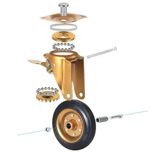 Roda universal de borracha sólida para uso externo de 8 polegadas, rodízios industriais, fabricante de rodas limpas
