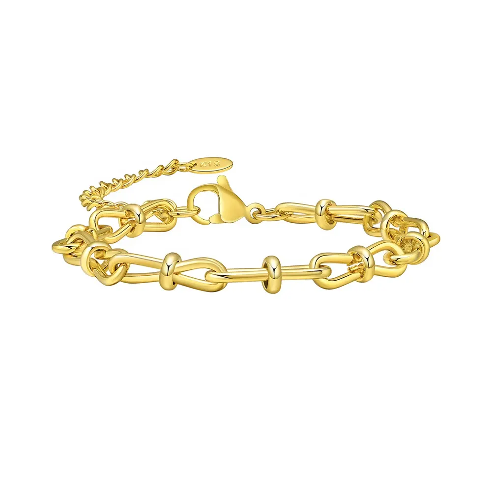 Hip Hop Link Chain Girlfriend Gifts Handmade Connect Clasp 24K Gold Bracelet Wholesale China Jewelry