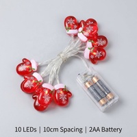 Guirlande lumineuse LED en forme de gants de Père Noël, 10 LED, alimentée par piles, avec ornements festifs en forme de gants pour la décoration de fenêtre de Noël