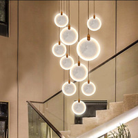 Lampe suspendue nordique en cuivre pour restaurant, duplex, escalier tournant, chambre à coucher, lit, villa, marbre, lampe décorative