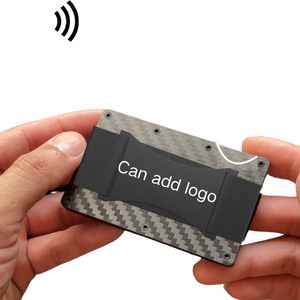 Portafoglio Porta <span class=keywords><strong>Carte</strong></span> <span class=keywords><strong>di</strong></span> Credito in Fibra <span class=keywords><strong>di</strong></span> Carbonio Personalizzato con Blocco RFID, Sottile Clip in Metallo con Cinturino - Product Image 1