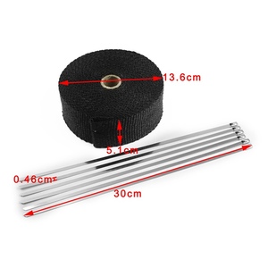 Tubo de escape térmico para motocicleta, 5cm x 10m, <span class=keywords><strong>cinta</strong></span> de calor para el tubo de escape, envoltura de escudos, cabezal múltiple, rollo de aislamiento - Product Image 4