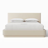 Collection de chambre à coucher américaine FERLY, lit king-size de luxe pour un confort ultime, lit à panneaux en tissu entièrement rembourré