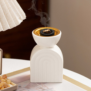 Bruciatore d'Incenso Moderno e Semplice a Forma di Arco, Bianco e Nero, Decorazione per la Casa e Festività Arabe del Medio Oriente - Product Image 3