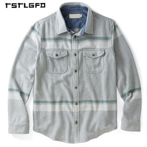 เสื้อเชิ้ตผ้าสักหลาดลายสก็อตสไตล์วินเทจสำหรับผู้ชาย ผ้าฝ้าย 100% แขนยาว สวมใส่สบาย เหมาะสำหรับฤดูใบไม้ร่วง เป็นมิตรกับสิ่งแวดล้อม ระบายอากาศได้ดี ไม่ยับง่าย - Product Image 3