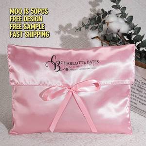 Custom Logo Printed Pink <strong>Satin</strong> Hair Extension Bag Luxury Envelope Silk <strong>Pouch</strong> Hair Bundle Swimwear Handbag Dust <strong>Satin</strong> Bag - Product Image 2