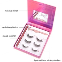 Kit de Pestañas Magnéticas Heart Girl al por Mayor, Pestañas de Visón Sintético con 3 Imanes, Aplicador de Pegamento, Efecto 3D en Capas, Color Negro, Cruelty-Free