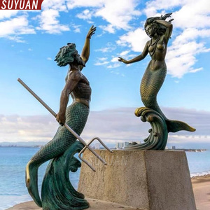 Escultura de Bronce de Tritón y <span class=keywords><strong>Nereida</strong></span> a Tamaño Real para Exteriores, Estilo Marino, Técnica de Fundición, Impresión Offset, Colores Personalizables - Product Image 2