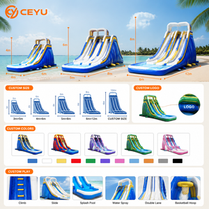 <span class=keywords><strong>Toboggan</strong></span> aquatique gonflable Ceyu à double piste <span class=keywords><strong>avec</strong></span> <span class=keywords><strong>piscine</strong></span> à jets <span class=keywords><strong>et</strong></span> arche palmier pour jardin, idéal pour les fêtes estivales en extérieur pour enfants - Product Image 2
