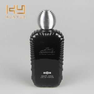 Flacons de pulvérisation de <span class=keywords><strong>parfum</strong></span> en verre noir arabe de luxe rectangulaire 100ml avec capuchon noir pour hommes - Product Image 3