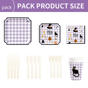 DAMAI Halloween Party Supplies Party Disposable Tableware Set Birthday Favor for Halloween Party Halloween Paper Plates Napkins - Product Image 5