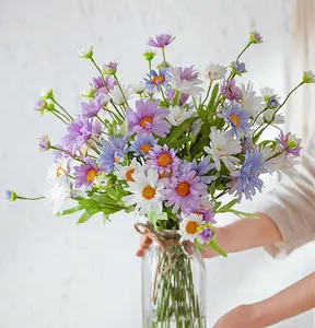 OX343ホワイトデイジーフラワーハイシミュレーション造花ブーケシルク菊結婚式用室内装飾