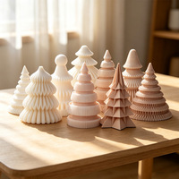 HY Divers moules en silicone 3D en forme d'arbre de Noël géométrique pour bougies, plâtre aromatique, cire et résine, outils de bricolage