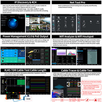 Rsrteng X9-ADH Pro - Monitor Probador de Cámaras CCTV de 8 Pulgadas 8K, Probador de Cables IP Hi-POE, Herramientas de Red WiFi TVI CVI AHD