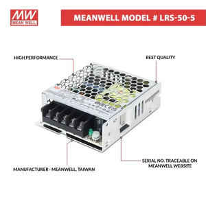 LRS-50-5 - 5V 10A 50W Meanwell SMPS แหล่งจ่ายไฟโลหะสำหรับระบบอัตโนมัติ - Product Image 4