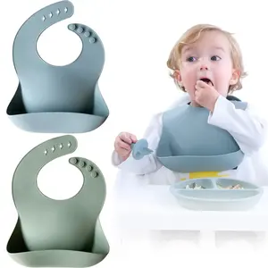 맞춤형 로고 지원 라이트 디자인 실리콘 신생아 아기 Bibs 중립 아기 용품 및 제품