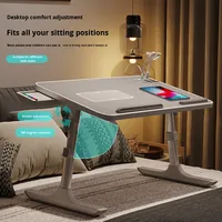 GRACECOASTER Table de lit moderne en plastique à hauteur réglable avec tiroir de rangement et panneau de conception pour bureau d'ordinateur à domicile