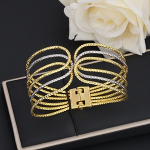 JXX Fashion Jewelry 24k <b>Gold</b> Plated Wedding for <b>Bracelet</b> Double Color Open Bangle Fashion Accessories - Product Image 4