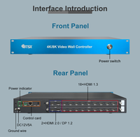 Controlador de Video Wall HDMI/DP 4k60hz 2 Entradas 18 Salidas para Sala de Conferencias con Control Remoto RS232 y WEB