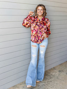 Nouvel arrivage de pantalons évasés déchirés extensibles pour femmes quatre saisons Jean en denim taille haute élégant <span class=keywords><strong>Botton</strong></span> Pantalon en denim long pour femme - Product Image 2