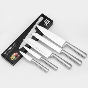 Juego de 5 cuchillos de cocina de acero inoxidable con hoja pulida para cocinar y cortar - Product Image 1