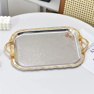 Wholesale Serving Tray Luxury Gold Silver Middle Eastern Style Decorative Fruit Jewelry Dessert Nut <b>Snack</b> <b>Plate</b> Home Room - Product Image 4